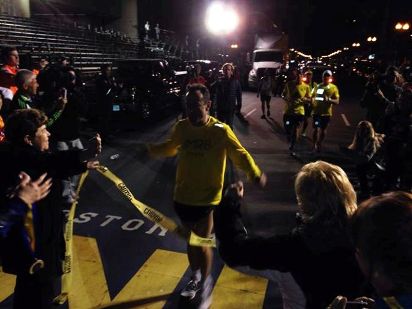 B.A.A. Boston Marathon Race Director Dave McGillivray completed his 42nd Boston Marathon on Monday night after all the other runners had finished, helping raise $45,000 for the Martin Richard Charitable Foundation.