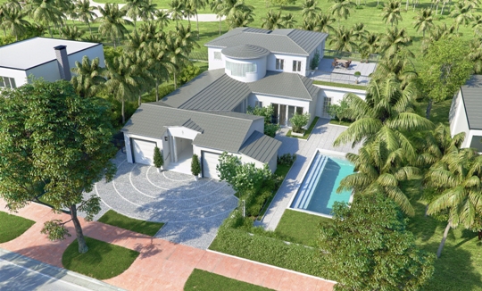 Rendering of 1940s Era Golf Course Home at 5951 Alton Road in Miami Beach being Redeveloped by Mile Marker Investments.