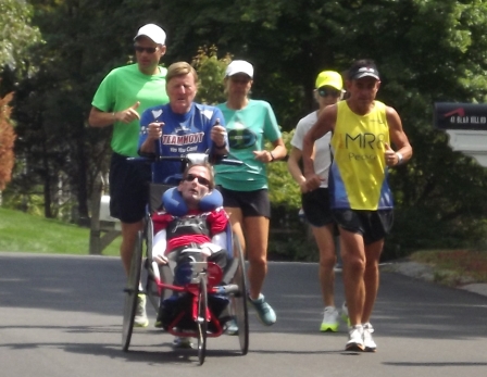 Dave McGillivray will be only the third person to push Rick Hoyt of famed Team Hoyt in a competitive event on July 3 at the Harvard Pilgrim Finish at the 50 10K.