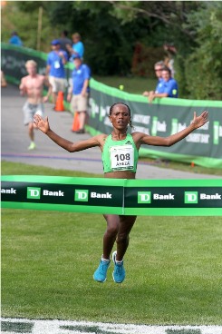 Aheza Kiros of Ethiopia won the 2011 TD Bank Beach to Beacon 10K Road Race on Saturday, Aug. 6 in Cape Elizabeth, Maine
