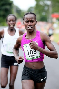 Lineth Chepkurui of Kenya, broke the course record in winning the 2010 TD Bank Beach to Beacon 10K Road Race