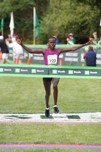 Lineth Chepkurui of Kenya, winner of the 2010 TD Bank Beach to Beacon 10K Road Race