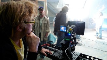 Academy Award-winning cinematographer Anthony Dod Mantle on set of 127 Hours using equipment provided by L.A.-based HD Camera Rentals