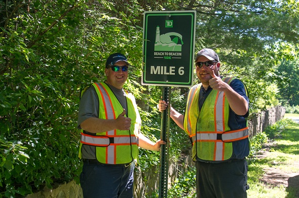Mile Markers placed for 20th running of TD Beach to Beacon 10K Road Race on Aug. 5 in Cape Elizabeth.