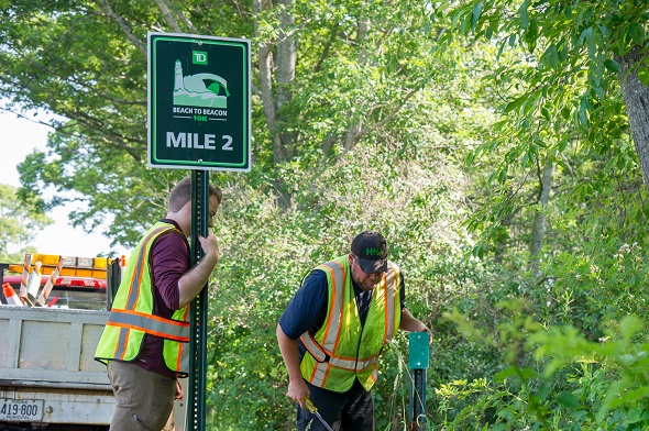 Mile Markers placed for 21st running of TD Beach to Beacon 10K Road Race on Aug. 4 in Cape Elizabeth.