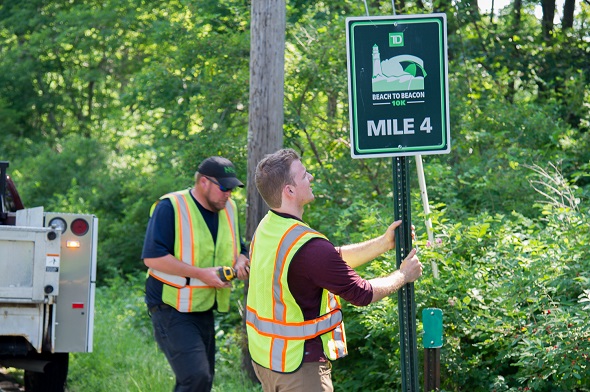 Mile Markers placed for 21st running of TD Beach to Beacon 10K Road Race on Aug. 4 in Cape Elizabeth.