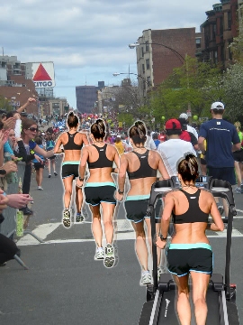 Outside Interactive Virtual Runner treadmill simulation software featured at Boston Running Expo April 14 and 15.