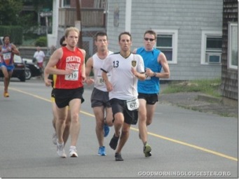 The lead pack at the second annual Run Gloucester! 7-Mile Road Race on Aug. 21 in Gloucester, Mass.