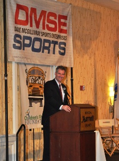 Sen. Scott Brown speaks at the DMSE Sports 30th anniversary gala in Quincy on March 12