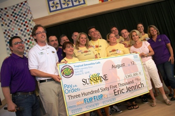 Tropical Smoothie Cafe has donated $365,000 to Camp Sunshine as proceeds from its National Flip Flop Day Campaign.